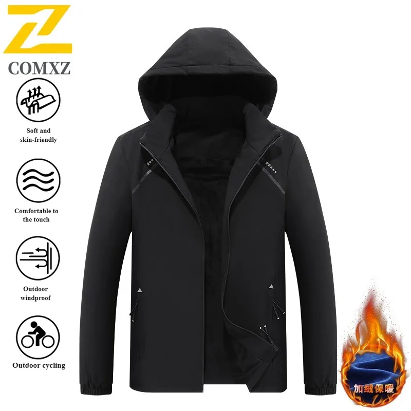 EiAO Men's  Windbreaker Winter Waterproof Windproof Loose Fit Mountain Jacket for Hiking Camping Fishing Thickened Outdoor Coat