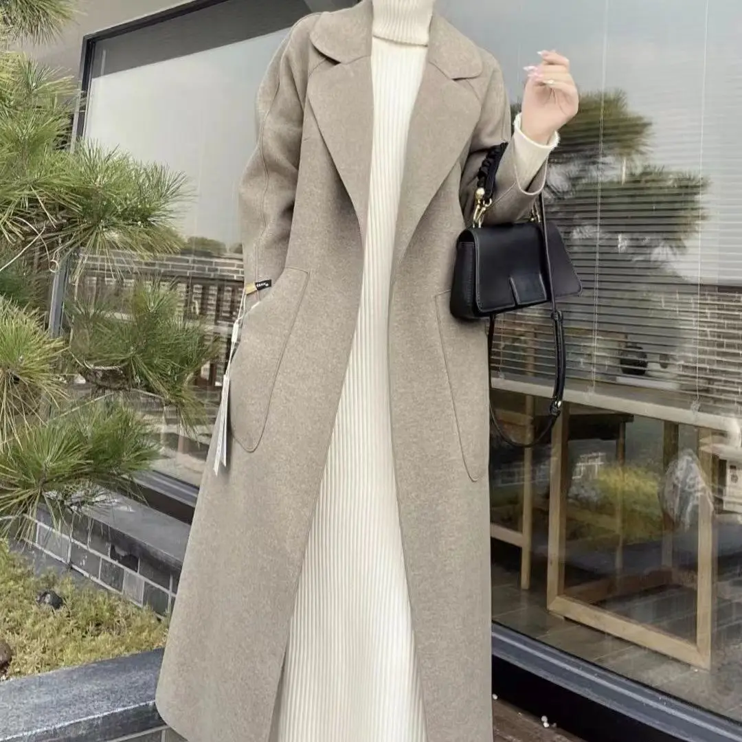 

2023 Premium Double sided Coat Extended Spring and Autumn Premium Versatile Women's Coat Wool Elegant and Authent