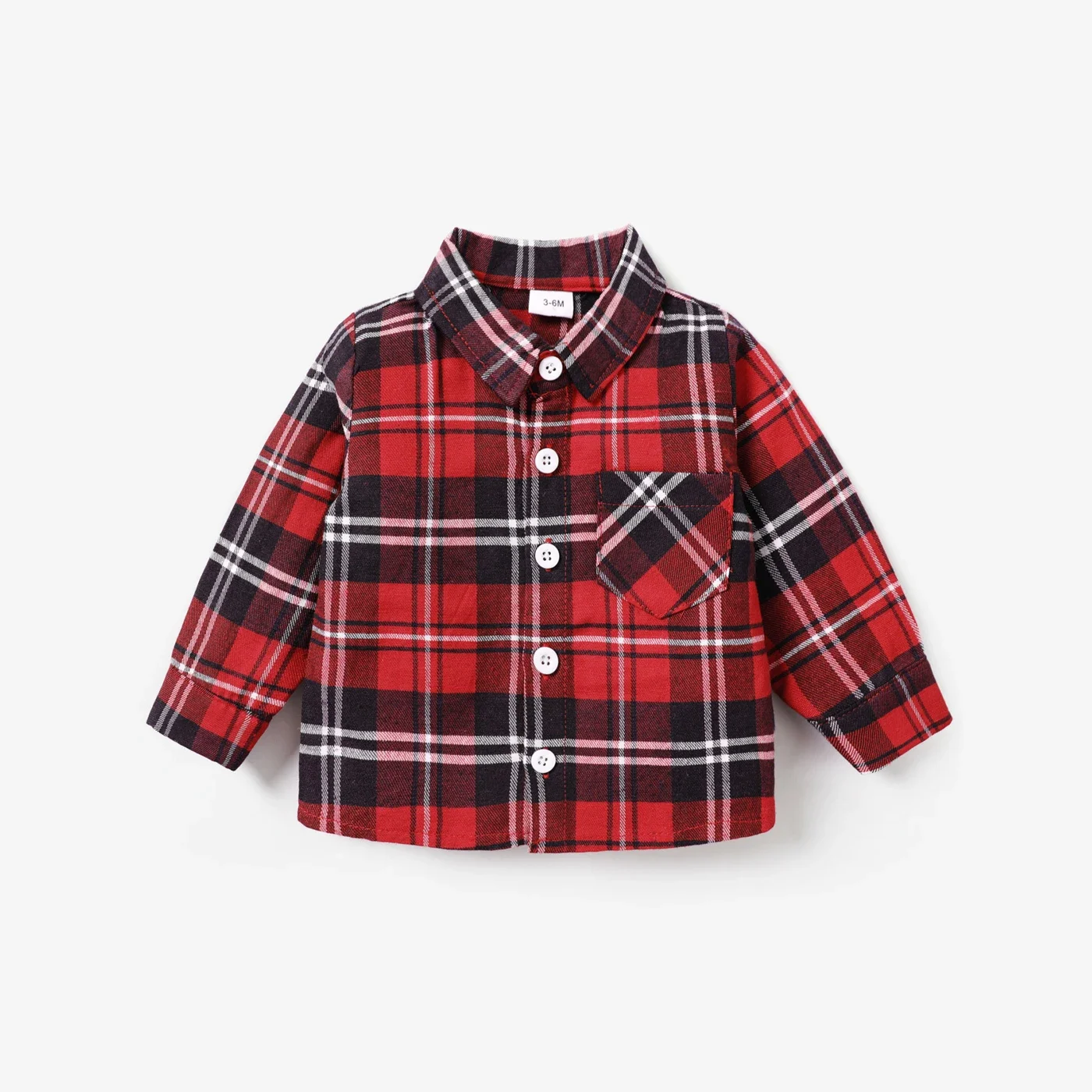 PatPat Baby Boy/Girl Classic Grid/Houndstooth Collar Long Sleeves Shirt Full print Suitable for Autumn Season kids bottoming shirt