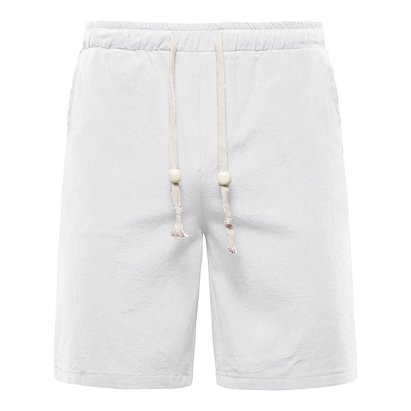 

Men'S Cotton Linen Shorts Classic Solid Color Breeches Knee Shorts Drawstring Double Pocket Trunks Summer Casual Streetwear