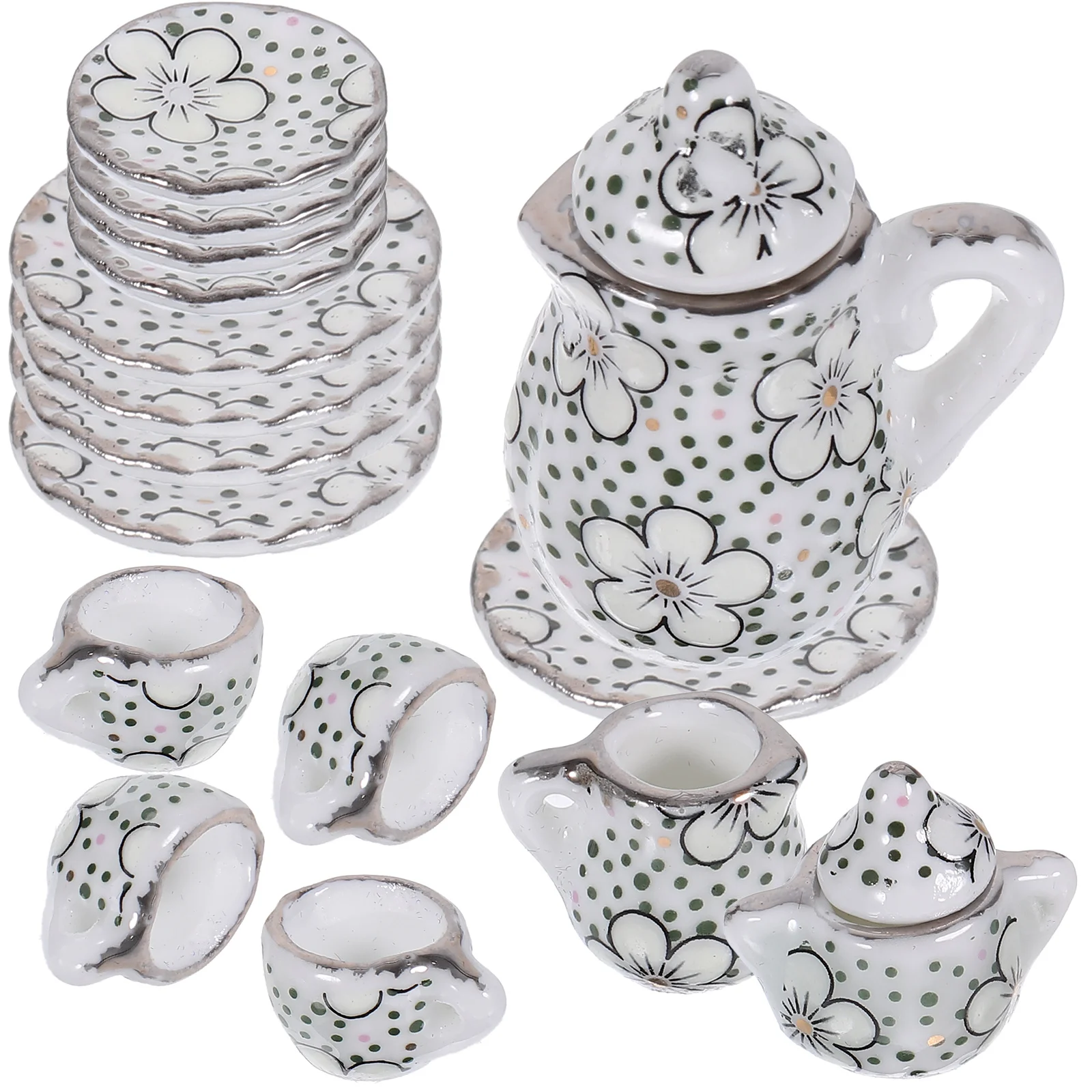 

Tea Kettle House Set Miniature Cup Kitchen Accessories Pretend Teapot And Cups Home Decor