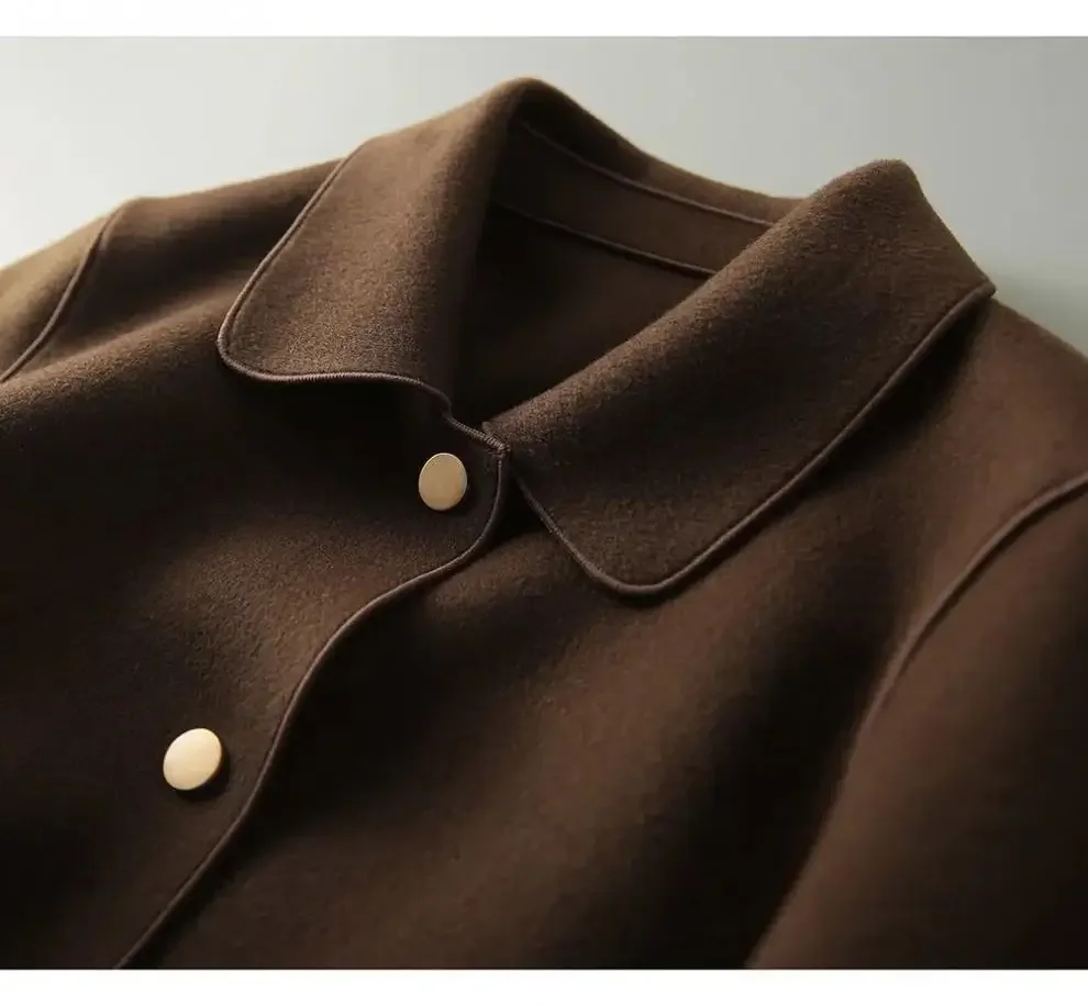 Elegant Fashionable Double-sided Woolen Short Jacket For Women Loose-fit Versatile Top Spring Autumn New Arrival - view