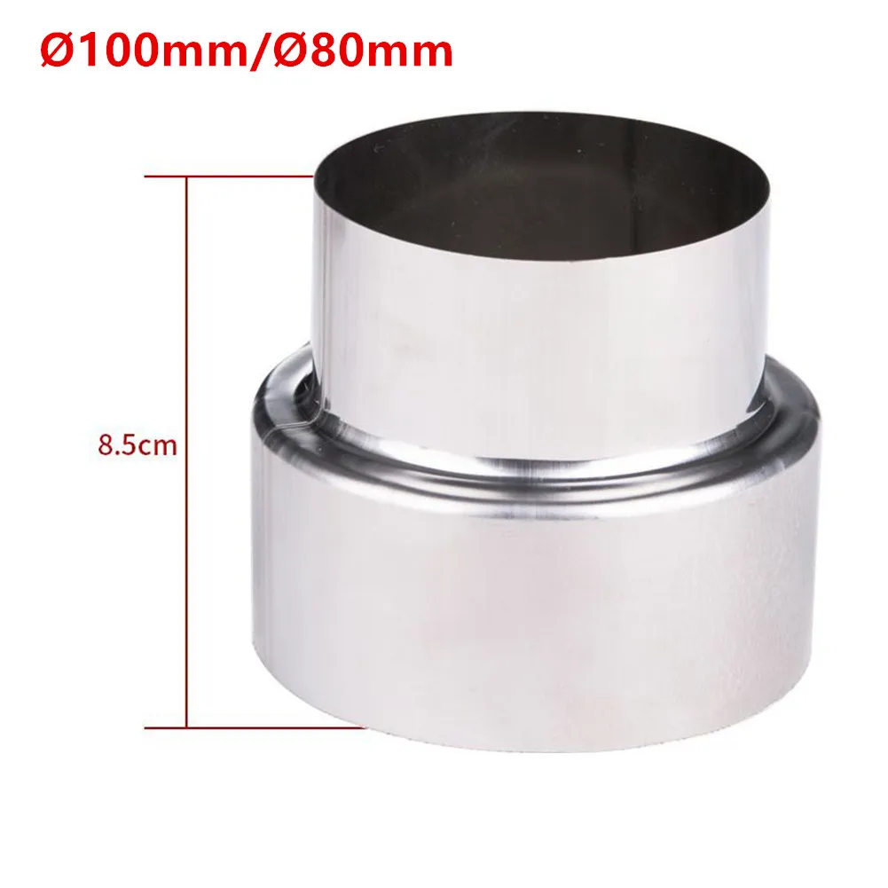 1pc Stove Pipe Extension Reduction Stainless Steel Flue Pipe Reducer Tubing Connector Chimney Adaptor 60/70/80/90/100/110/120mm