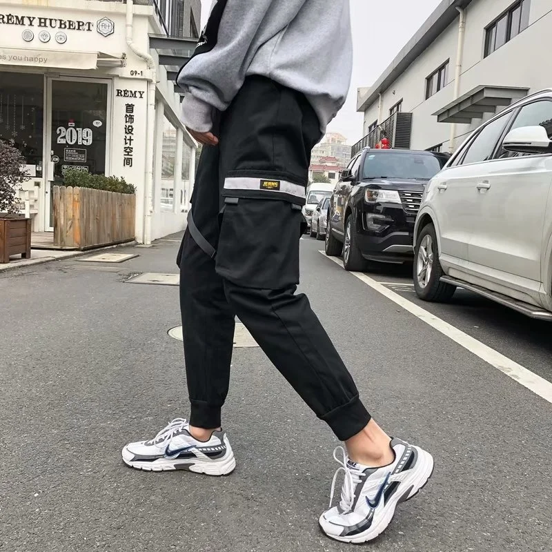 capris women Large Sizes Punk Side Pocket Trousers Hip Hop Casual Loose Pockets Elastic Waist Streetwear Korean Women Cargo Pants denim capris for women