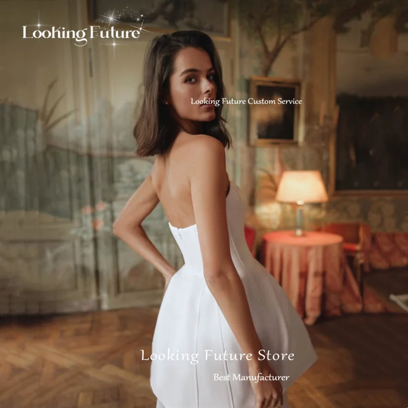 Vintage Detachable Train Mini A-Line Wedding Dress Simple Strapsless Sleeveless Sexy Backless Pleated Zipper 2025 Customized 14 S0bf203c9616540aab0866bf9b6a2f9c6H