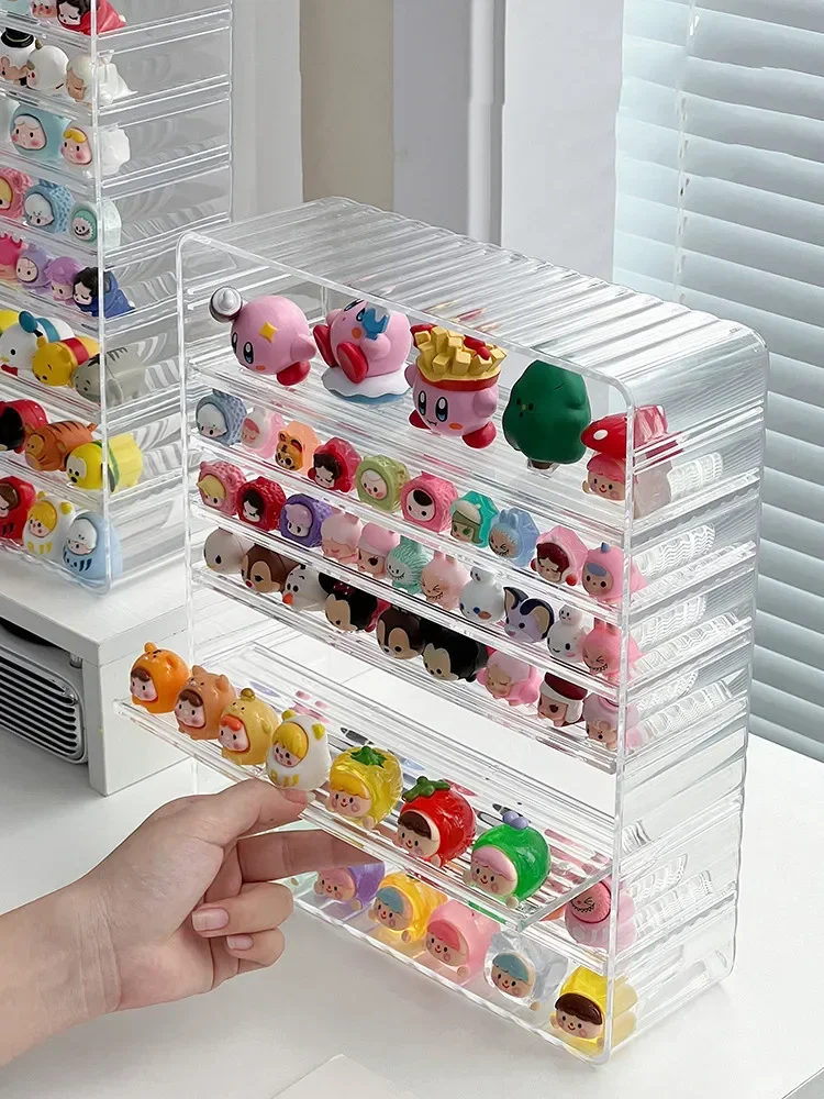 Millet Blind Clear Display Box Stand Case Showcase Small Figures Shelf Acrylic Dolls Storage Jenga