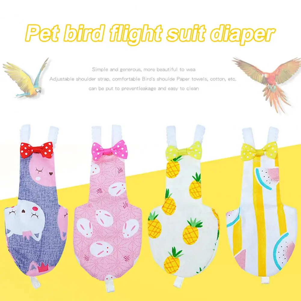 Bird Accessories Beautiful Bowknot Parrot Costume Elastic Shoulder Strap Parrot Costume Soft Diapers Fastener Tape Bird