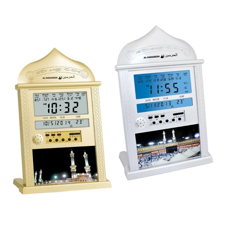

594A Islamic Automatic Table Clock Alarm Muslim Prayer Ramadans Gift Home Decors Azan