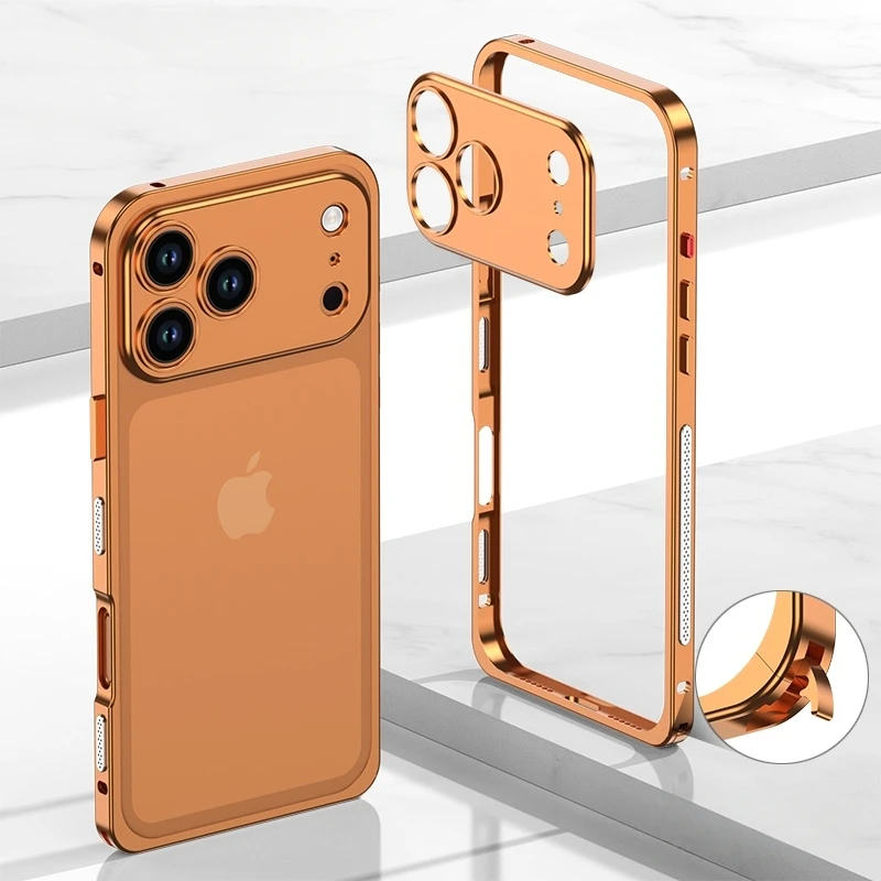 Premium Metal Alloy Shockproof Phone Case with Silicone Lining and Lens Protection