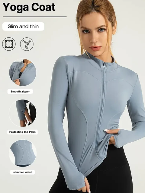 Veste amincissante à col montant à manches longues pour femmes. Sport et course à pied, fitness , d'entraînement.
