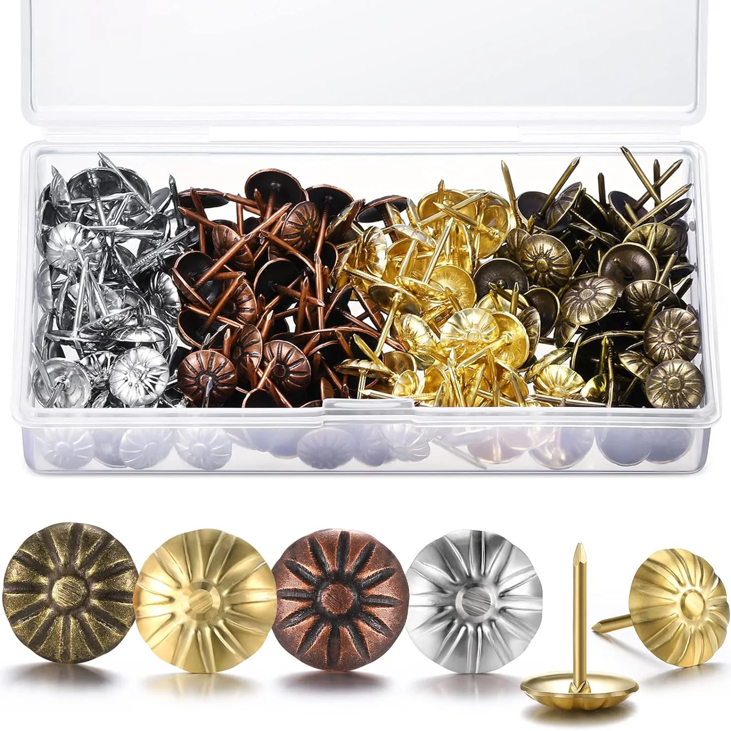 100 Stück Durchmesser 11 mm Holzschmuck Geschenk Weinkiste Box Sofa Dekorative Reißzwecke Polsternägel Nagel Reißzwecken Türnagel Box Pack – Detail 5