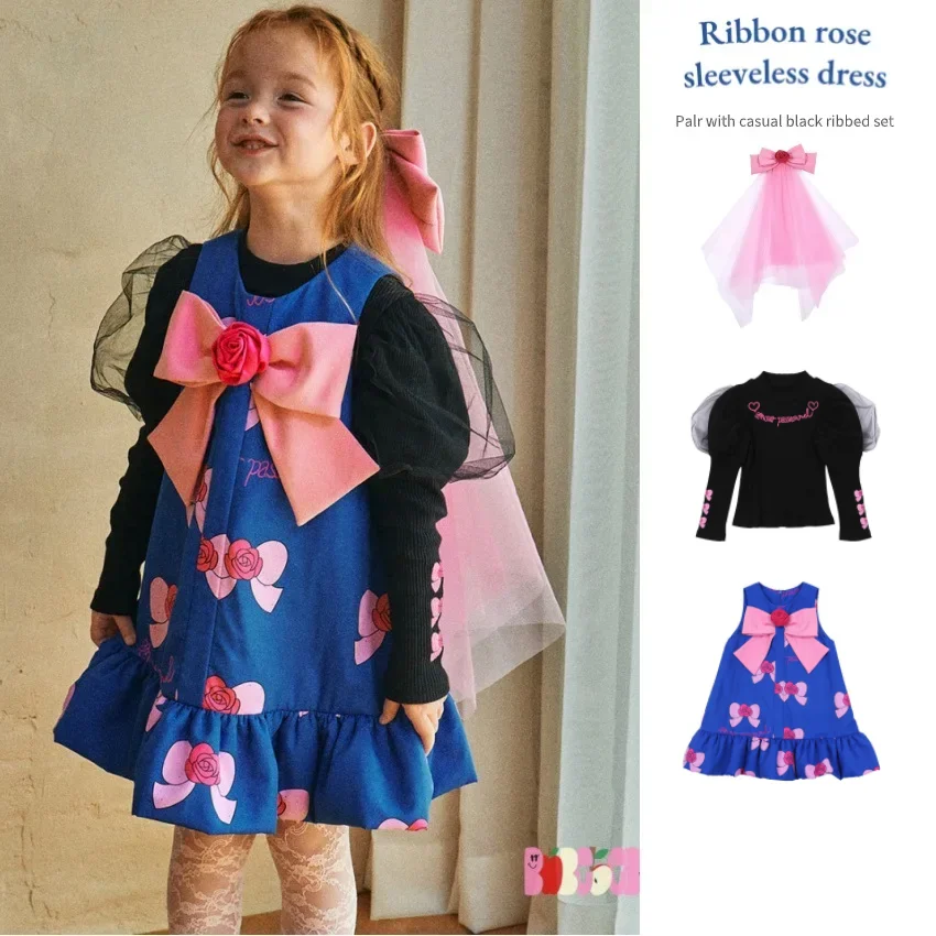 

Girls Dress 2024 Spring New Printing Bow Children's Dress Cotton Cute Korean Version Of The Princess Dress Children's Clothing