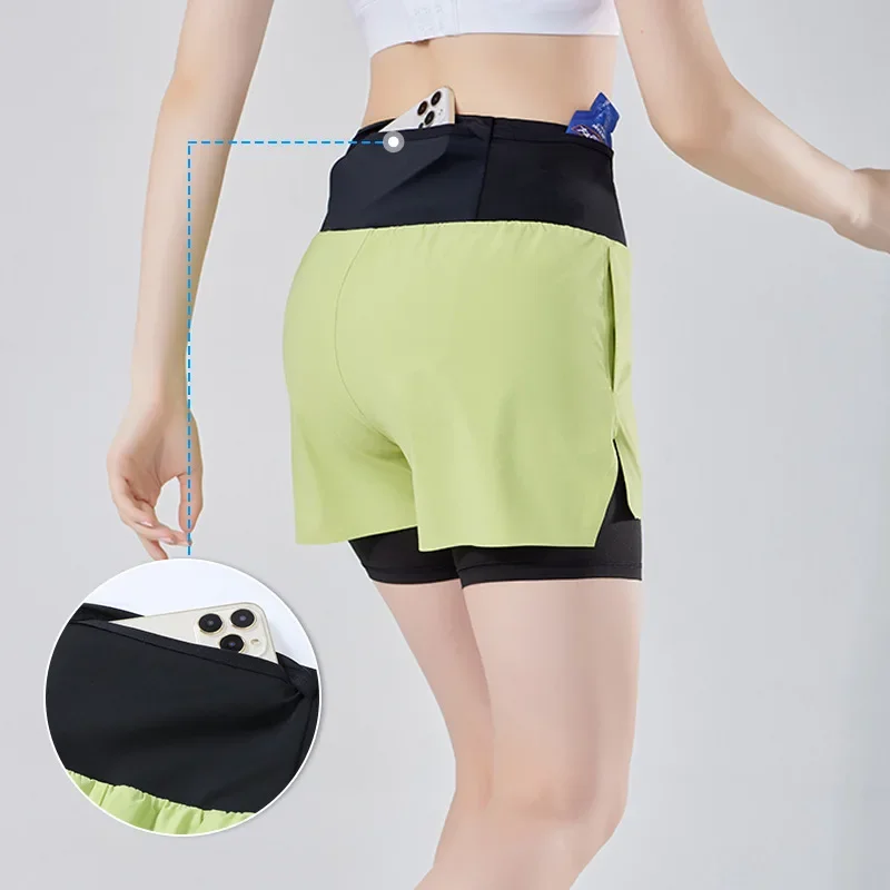 2 in 1 Trail Running Marathon High Large Capacity Quick Dry Long Distance Training Shorts Sports Men Women Summer With Waist bag 5