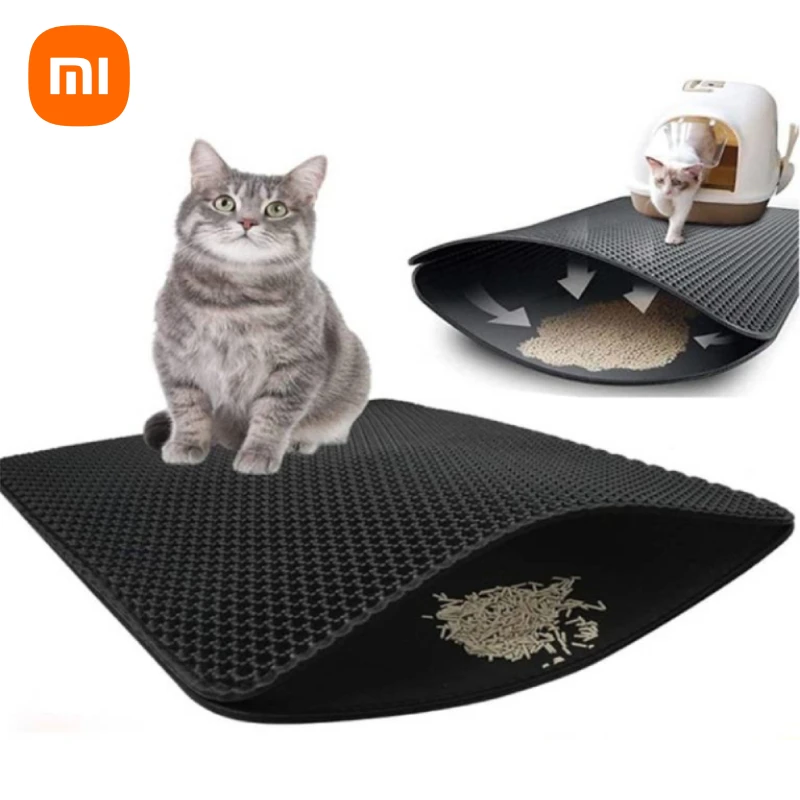 1pc Solid Color Waterproof Double Layer Cat Litter Mat Suitable For Cats