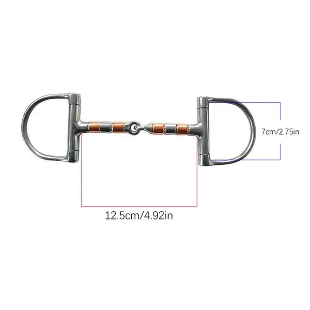 Horse Snaffle Bit D Ring Mouth Bit Roller With Copper Single Joint Horse Bit D-Ring Snaffle Bits For Equestrian Supplies 6