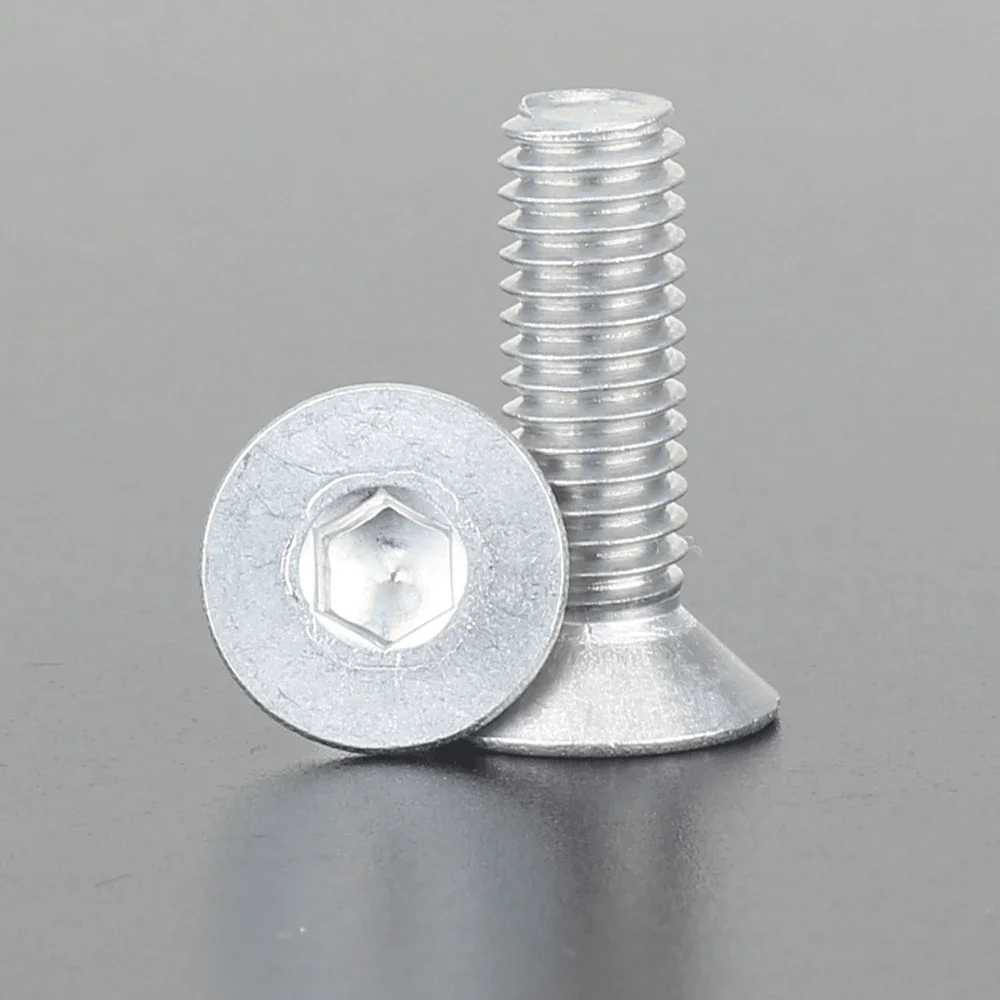 M2M4M5M6M8x4/5/6/8/10/12/14/16mm 6063 Aluminum Alloy Flat Head Screw Bolts Hex Socket for Model Aircraft Car DIY