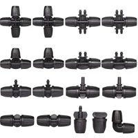 10pcs Garden 3/8" To 1/4" Hose Connector 8/11 To 4/7mm Barbed Lock Tee Straight Elbow End Plugs Pipe Adapter Irrigator Fitting 1