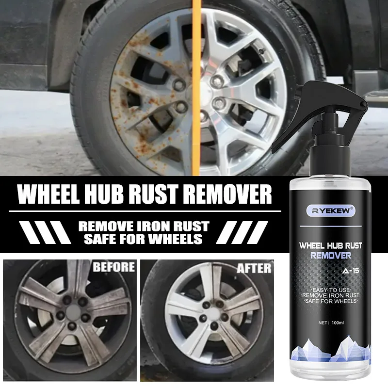 Wheel Iron Remover 100ml Alloy Wheel Cleaner Spray Brake Dust Iron & Rust Remover for Chrome/Alloy Rims