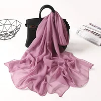 Chiffon Scarves Spring Summer Silk Scarf Fashion Women Solid Color Long Soft Wrap Bandana Muslim Shawl Beach Sunscreen Hijab 1
