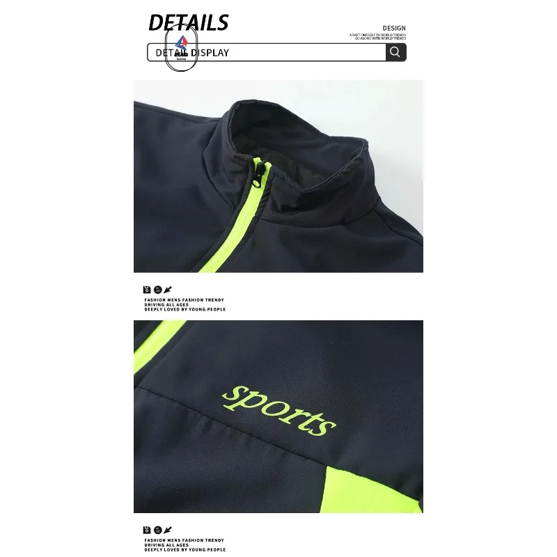 Men Casual Jacket Outdoor Sports Windbreaker Lightweight Breathable Loose Fit Color Block Zipper Coat Cycling Jacket  Autumn