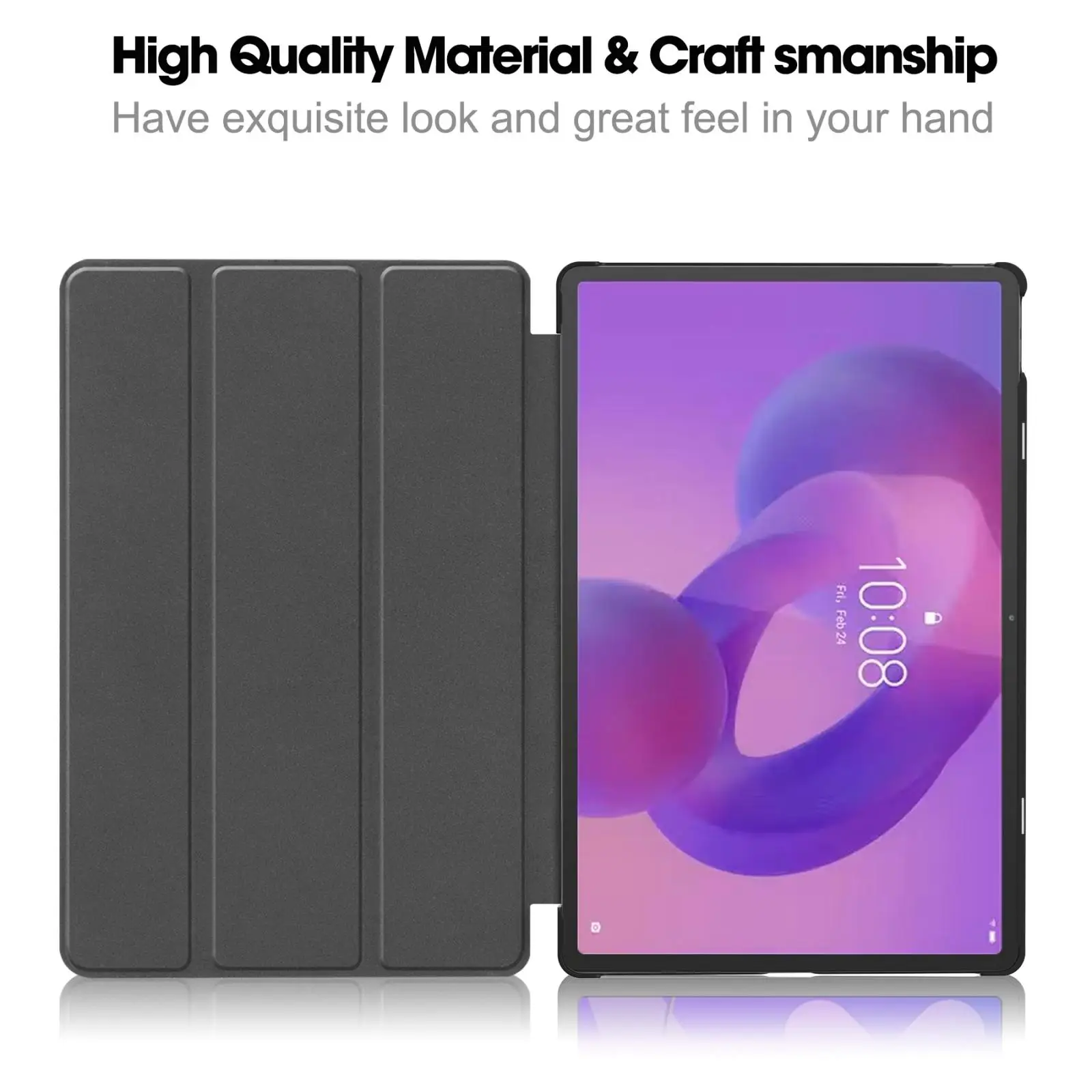 Premium PU Leather Cover with 3-Fold Stand and Auto Sleep/Wake Feature