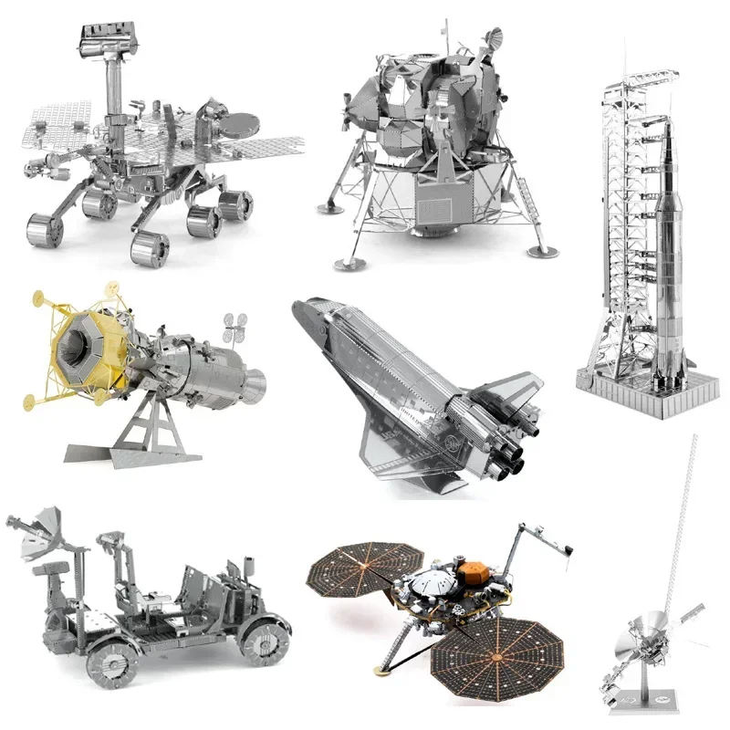 Puzzle In Metallo 3D Space Exploration Fighter Space Shuttle Voyager Mars Probe Mars Lander B-1B B-24 Bomber Assembly Model Toys Gift