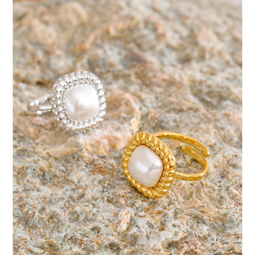 Yhpup Ring Gold Platinum Plated Stainless Steel Jewelry for Women