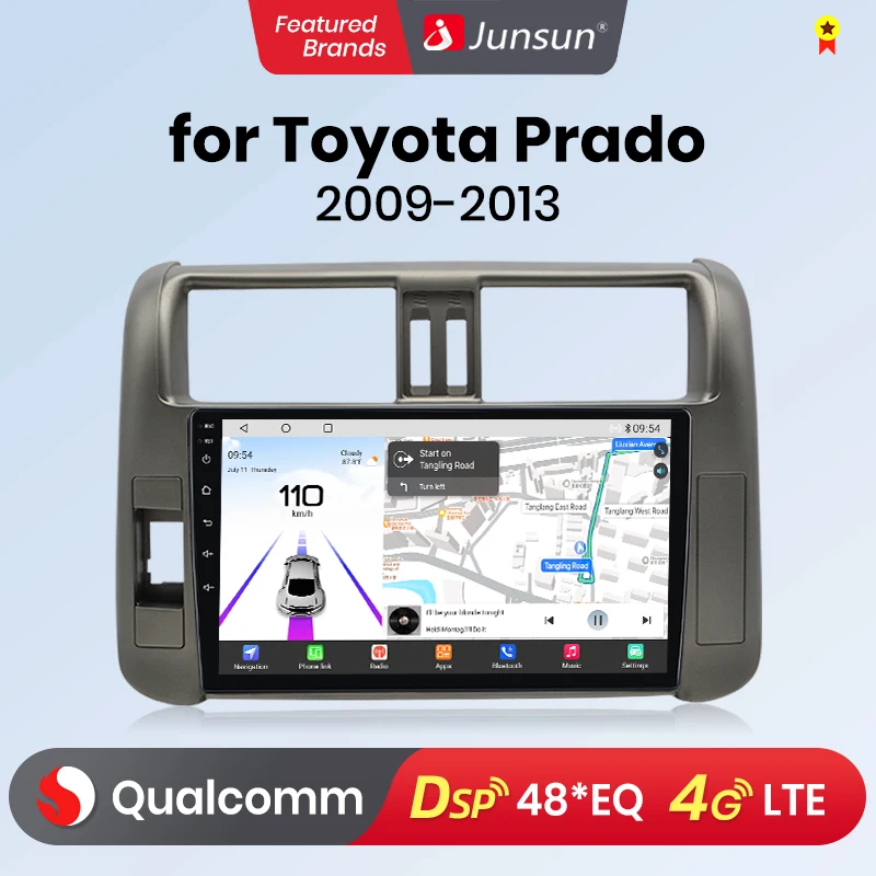 Qualcomm Chip 8 Core für Toyota Land Cruiser Prado 150 2009–2013 CarPlay für Apple Android Auto Autoradio GPS RDS FM WiFi 4G