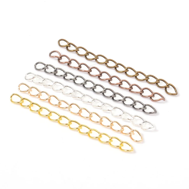 50pcs/lot 50mm 70mm 5x4mm Necklace Extension Chain Bulk Bracelet Extended  Chains Tail Extender For DIY Jewelry Making Findings