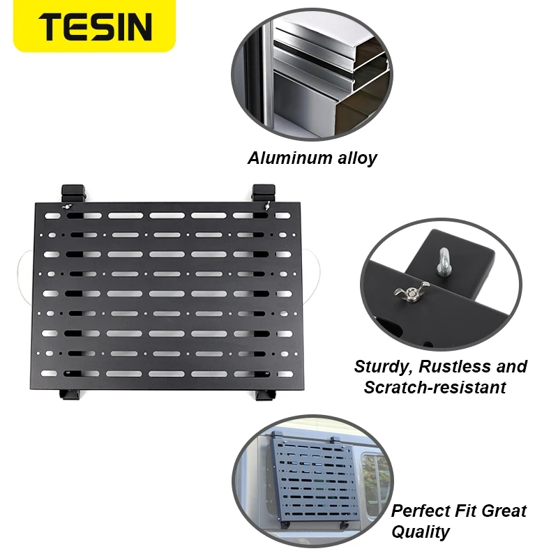 TESIN 지프 랭글러 JL 4도어 2018 2019 2020 2021 2022 2023 2024 2025용 리어 윈도우 글래스 아머 스토리지 랙 자동차 액세서리