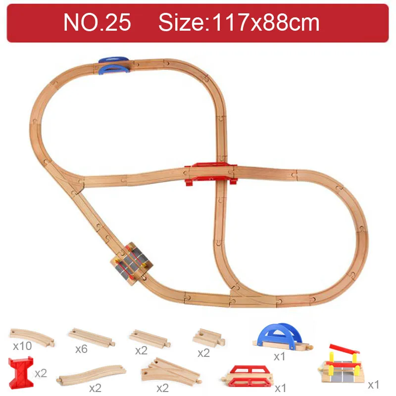 Wooden Train Track Set Beech Wood Track Train Railway Fit Brand Train Tracks Educational Toy For Children Gift alloy magnetic thomas and friends train diecast 1 43 locomotive railway carriage christmas duck cow cake toys for boys children