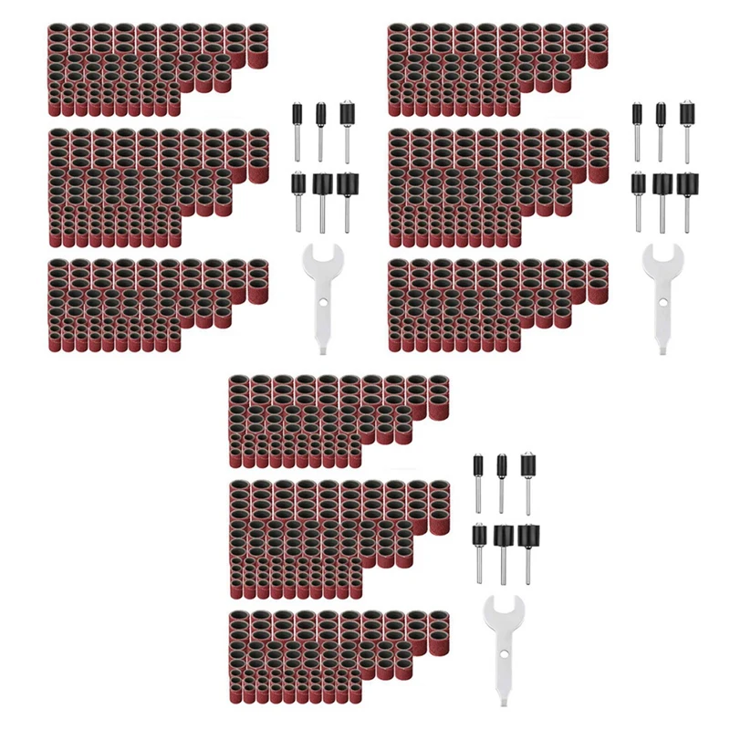 

900 Pieces Sanding Band Sleeves (80 /120 /240 ) + 18 Pieces Drum Mandrels (2.35Mm/3.17Mm)+ 3 Combination Wrench