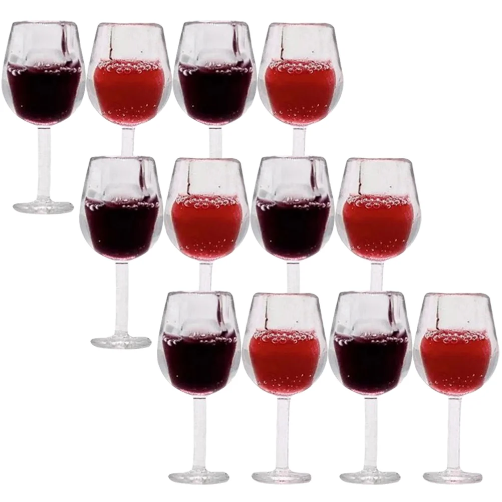 

12/24pcs Dollhouse Miniature Resin Bottles Mini Red Wine Bottles Glasses Cups Model Kitchen Furniture Doll House Accessories