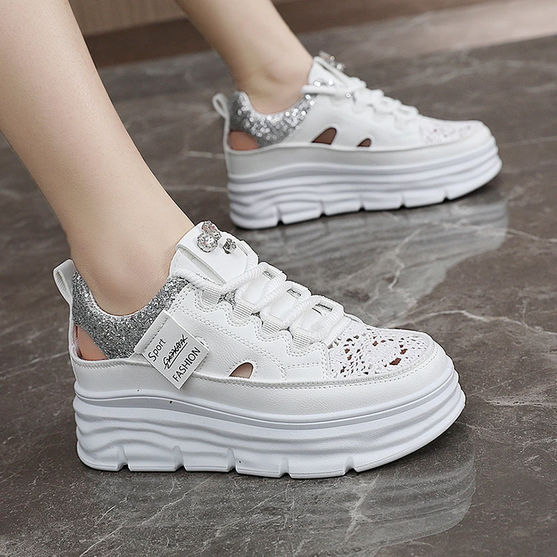 Women Casual Shoes Chunky Sneakers Platform Wedge Hidden Heel Women Leisure Shoes Summer Sneaker Women