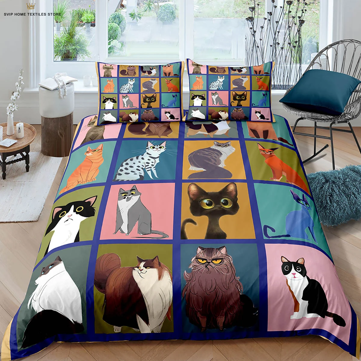 Cat Colorful Gaze 3-Piece Quilted Bedding Set NCU0NNT597 main image 1