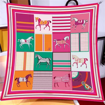 Luxury Horse Print Silk Scarf 15