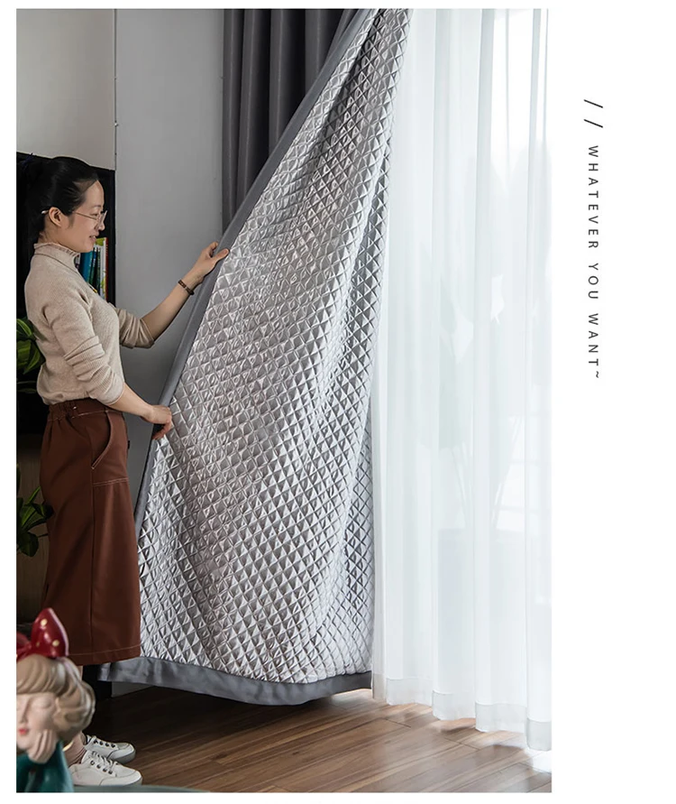 Windproof Winter Curtains - Thick Cotton Thermal Drapes for French Windows | Sound Insulation & Energy Saving