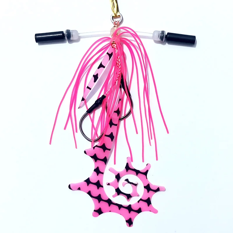 Fishing Lures 1PC 40g60g80g100g120g150g200g Head with Skirt Jigging Lure Metal Glow Kabura Pesca Slider Snapper Sea Bream Jig Hard Bait