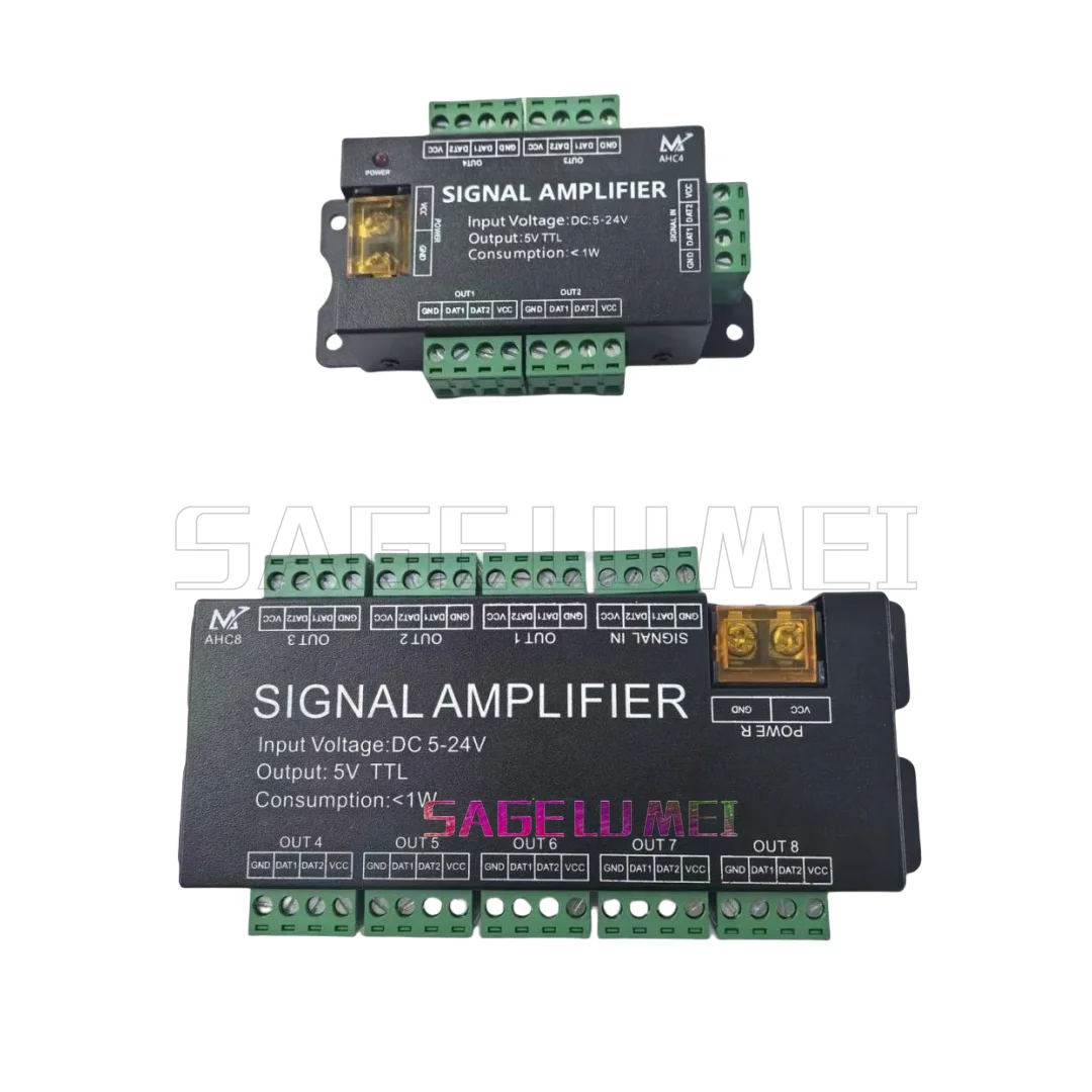 New WS2812B 4CH 8CH Signal led strip controller SPI TTL Signal Output for WS2811 WS2815 WS2813 Sk6812 Pixels LED Lights DC5V-24V