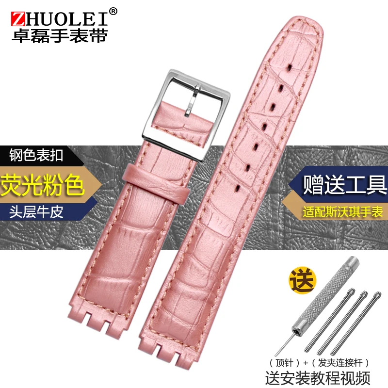 Genuine Leather Watch Strap with Steel Buckle in Multiple Colors