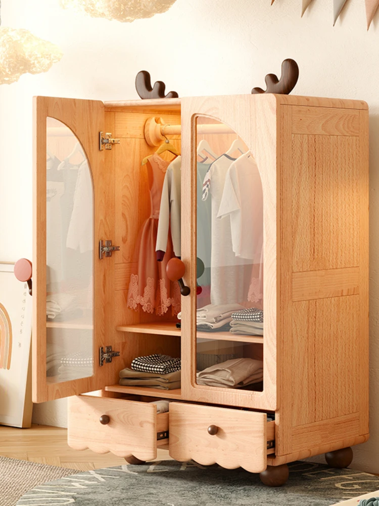 Elk Children's Wardrobe Solid Wood Girls' Baby Storage Cabinet Cartoon Boy Bedroom