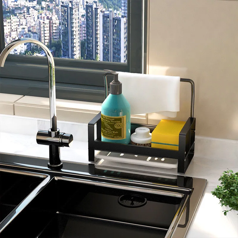 Description Picture 6 of itemS/L Large Sponge Holder Kitchen Sink Caddy Rack Stand Cleaning Brush Soap Organizer Storage Rack with Drain Tray 1PCS NEW