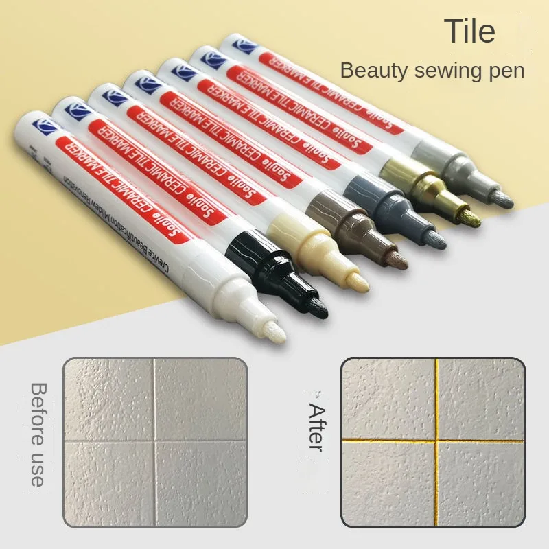 Roise White Waterproof Tile Marker Grout Pen Wall Seam Pen 10Color Optional,for Tiles Floor Bathroom Decontamination Seam Repair images - 6