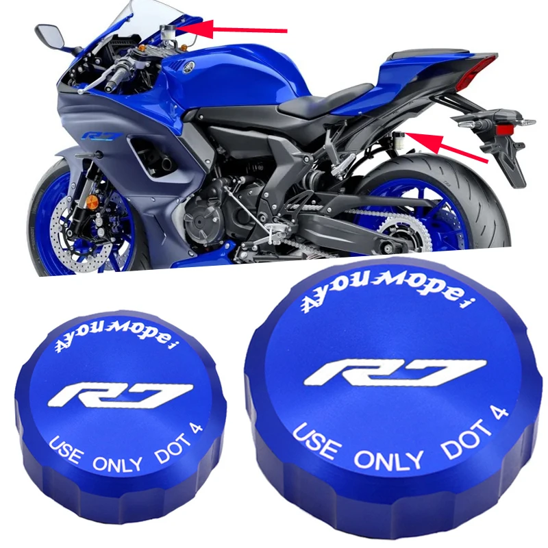 Front Rear Brake Reservoir Covers For YAMAHA YZF R7 2021 2022 YZFR7 YZF-R7 Motorcycle Oil Fluid Cylinder Brake Pump Cap Logo R7