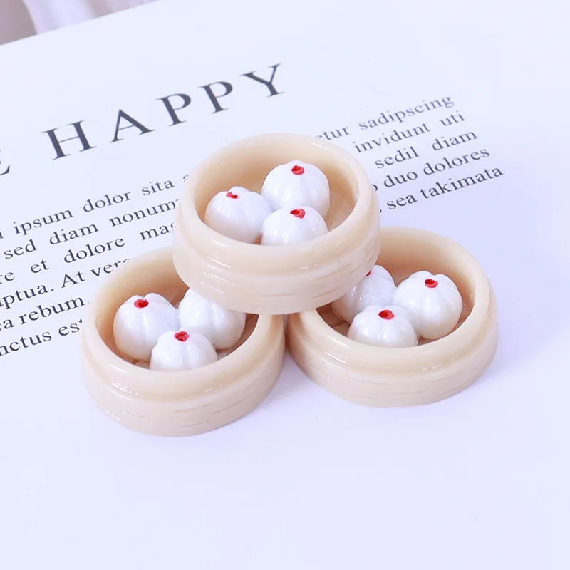 5PCS Food Simulation Desktop Ornaments, Mini Food Dragon Bags, Steamers, DIY Accessories, Home Desktop Decorations
