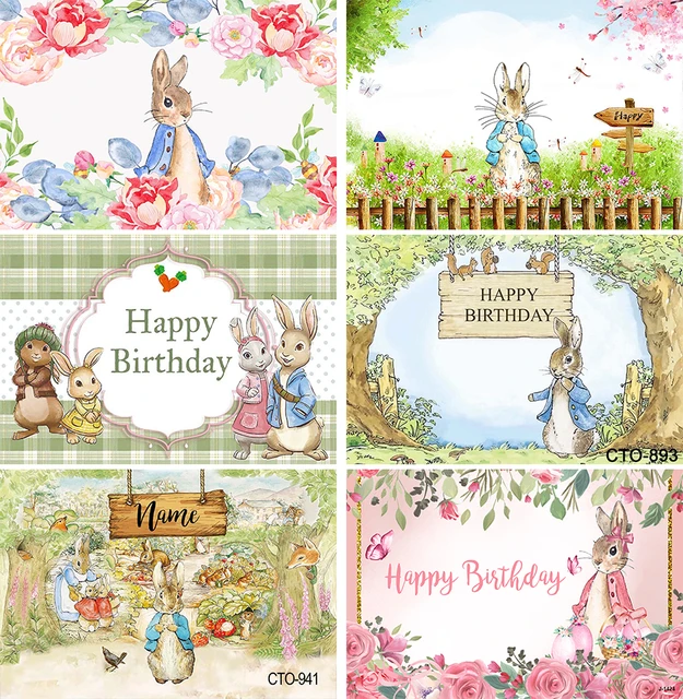 Peter Rabbit Party Supplies Banner7x5 Happy Birthday Peter Rabbit Backdrop  for Kids Vinyl Spring Animal Woodland Backdrops The Tale of Peter Rabbit