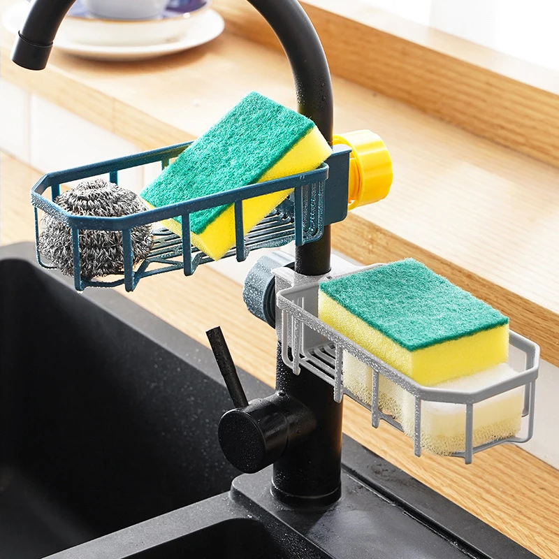 Adjustable Sink Drain Rack Sponge Storage Faucet Holder Soap Drainer Shelf Basket Organizer Kitchen Bathroom Accessories 1