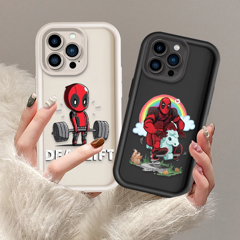 

Marvel Cartoon Heroe Deadpool Cover For Apple iPhone 15 14 13 12 11 SE XS XR X 7 8 mini Plus Pro MAX Eye Ladder phone case