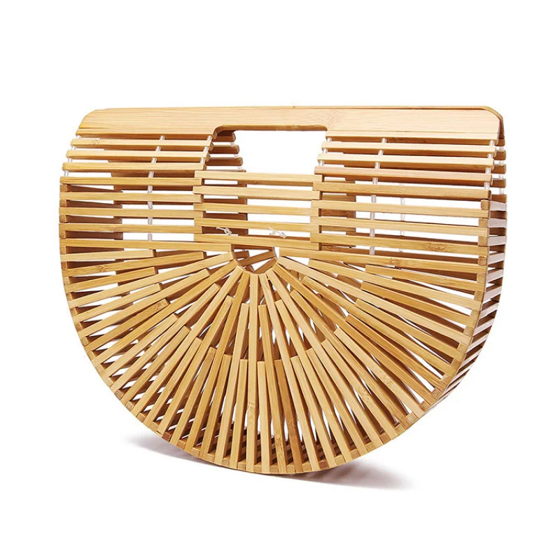 Hot Selling Handmade Half Round Bamboo Bag For Women Vacation Beach Handheld Tote With High End Feel