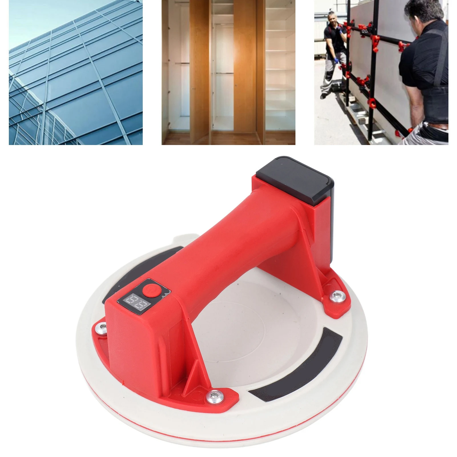 Electric Vacuum Suction Cup Lifter Electric Vacuum Suction Cup Digital Display 8 Inch 600lbs Load Capacity Auto Start for Tile